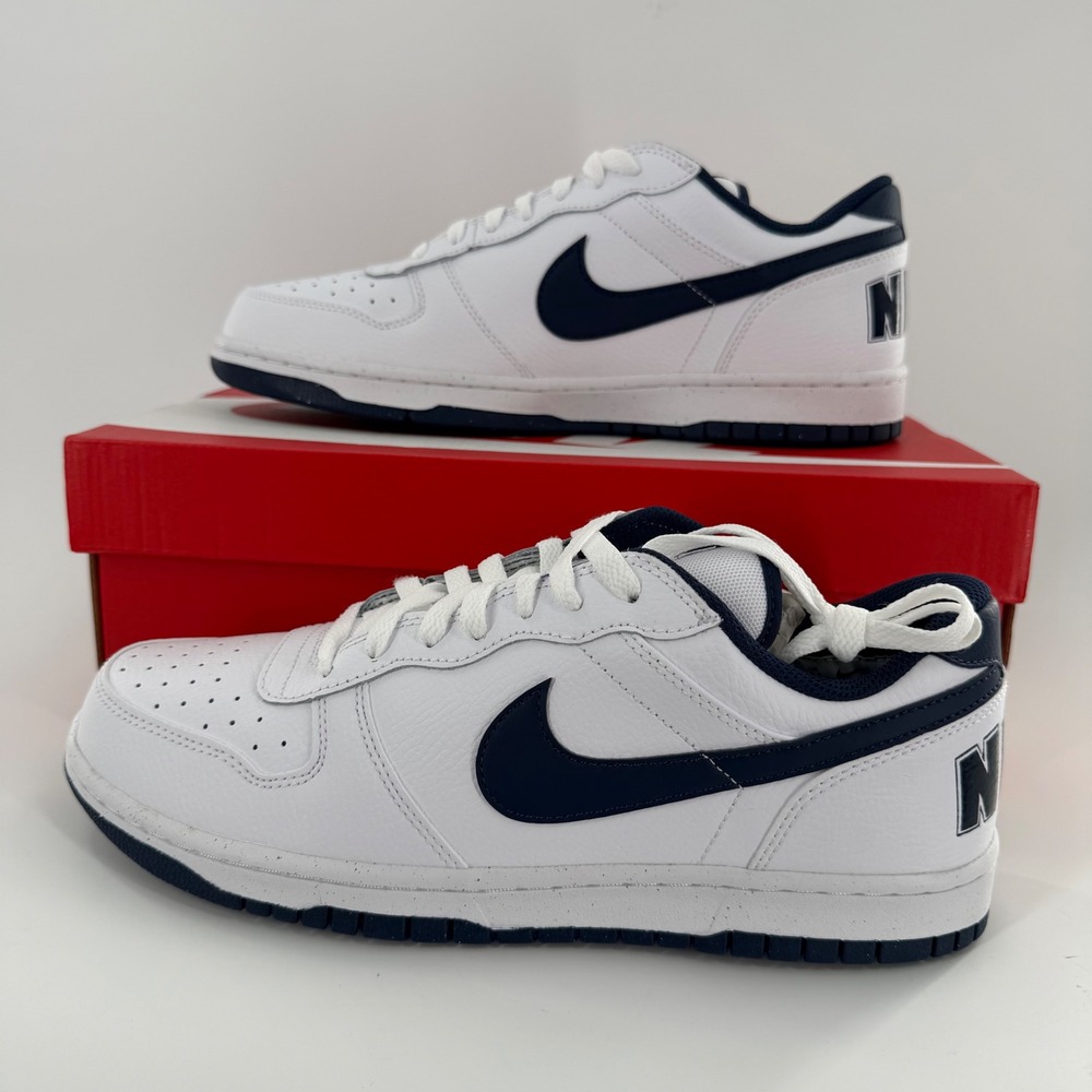 Nike Big Nike Low White Midnight Navy Mens 8.5 Sneakers 355152-140
